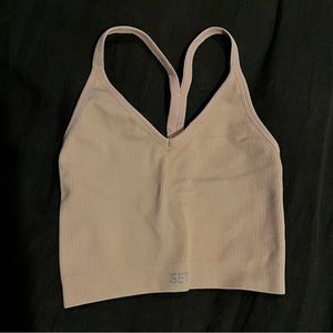 Selling Set Active ribbed V tank and leggings, XS, amethyst, worn once.